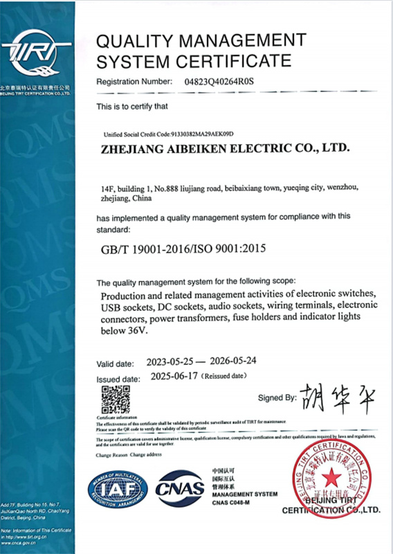 ISO9001 certificate 2025