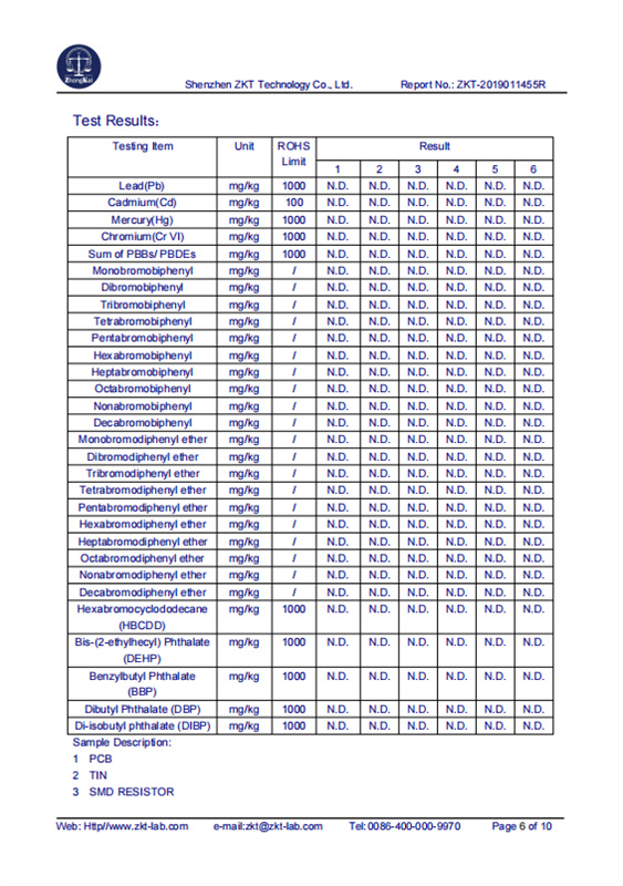 Marine switch test report ROHS 6-10