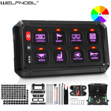 Universal 8 Gang Switch Panel Switch Waterproof Automotive Control Panel Switch for Car Road Vehicle Accessories