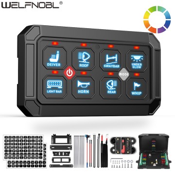 Waterproof IP65 8 Gang Switch Panel Switch 12V Automotive Control Panel Switch with Durable for Off Road Truck RV Boat