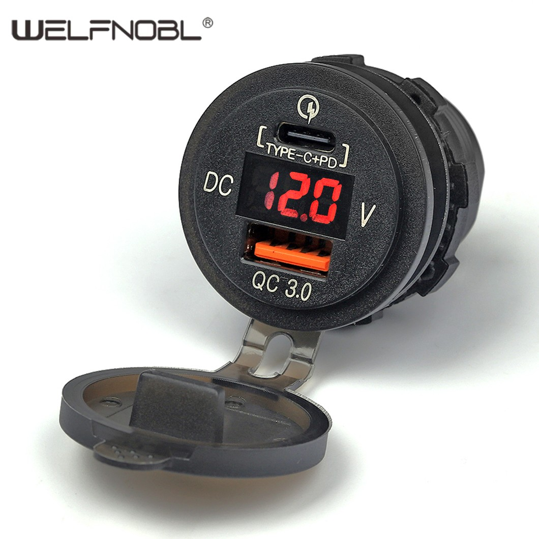 Welfnobl DS018B Dual USB C PD3.0 Marine Car Charger Socket
