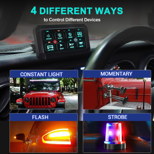 welfnobl 12V 8-Gang Waterproof Switch Panel