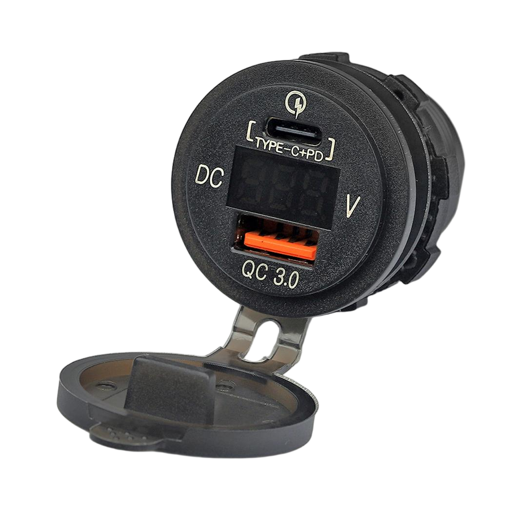 Prise chargeur de voiture double USB C PD3.0 QC3.0 Welfnobl DS018B 12V.png