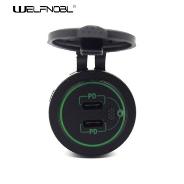 Dual PD car charger socket with  Switch for motorcycle