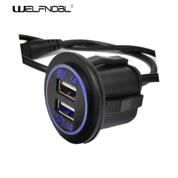 3.1A Dual USB socket square body with lines for boats