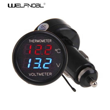 Temperature and Voltage Meters Dual Display Male plug