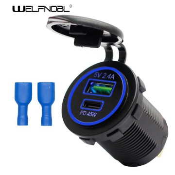 2.4A USB Type C 45W PD Car Charger