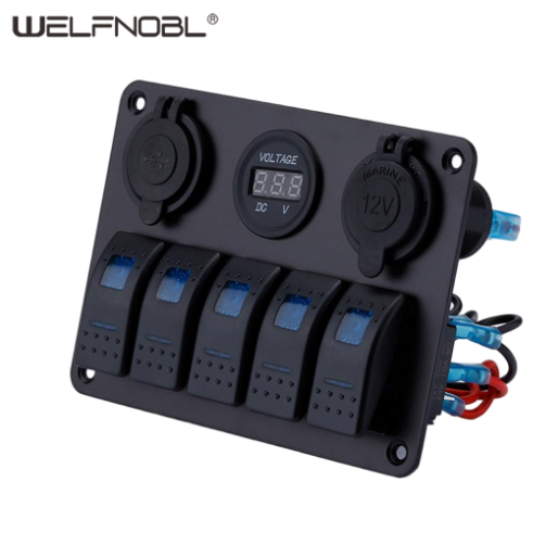 Welfnobl IB-P805 5 Gang Rocker Switch Panel with USB