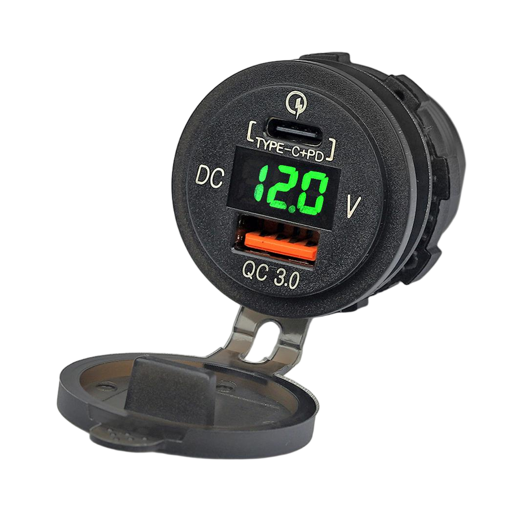 welfnobl PD Type-C & QC 3.0 Dual Car Charger with Voltmeter – One Charger, Two Speeds, No Guesswork