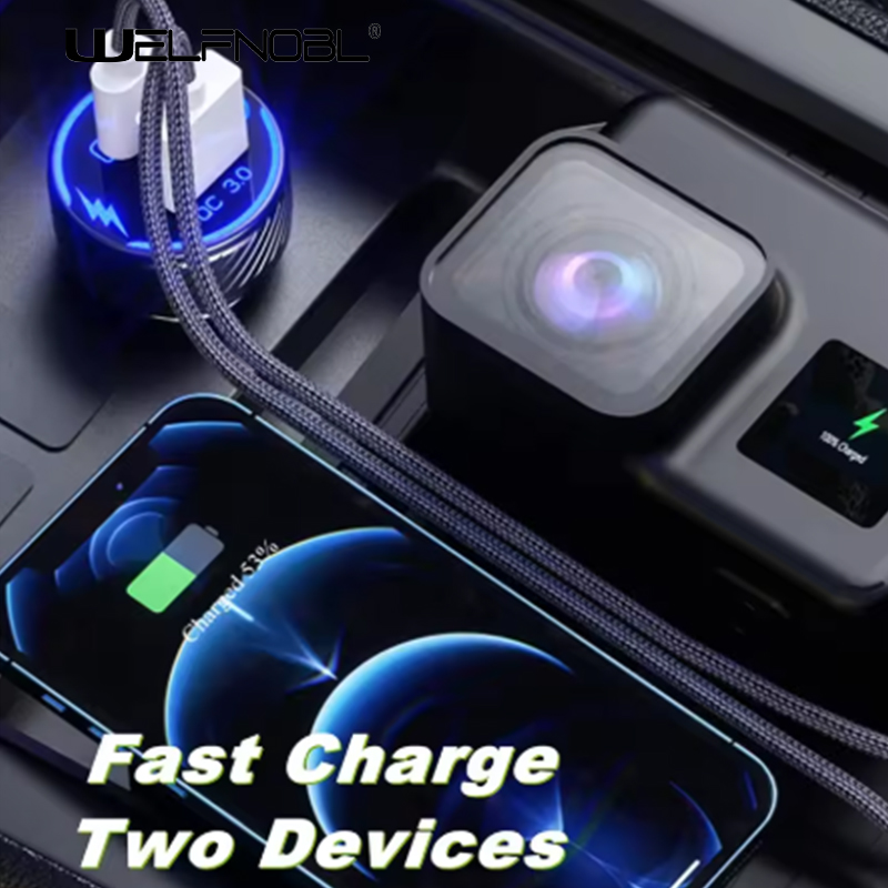 Автомобильное USB-зарядное устройство PD TYPE C+ QC 3.0 с быстрой зарядкой и двумя портами.