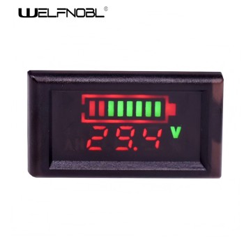 Compact battery capacity indicator voltmeter