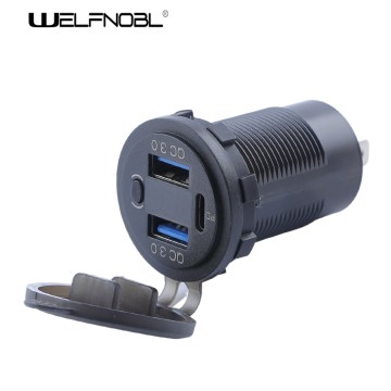 USB-разъем с быстрой зарядкой QC 3.0 и вольтметром.