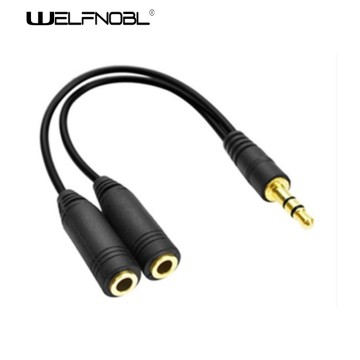 Gold Plated 3.5mm Stereo Jack Splitter Cable Adapter Connectors