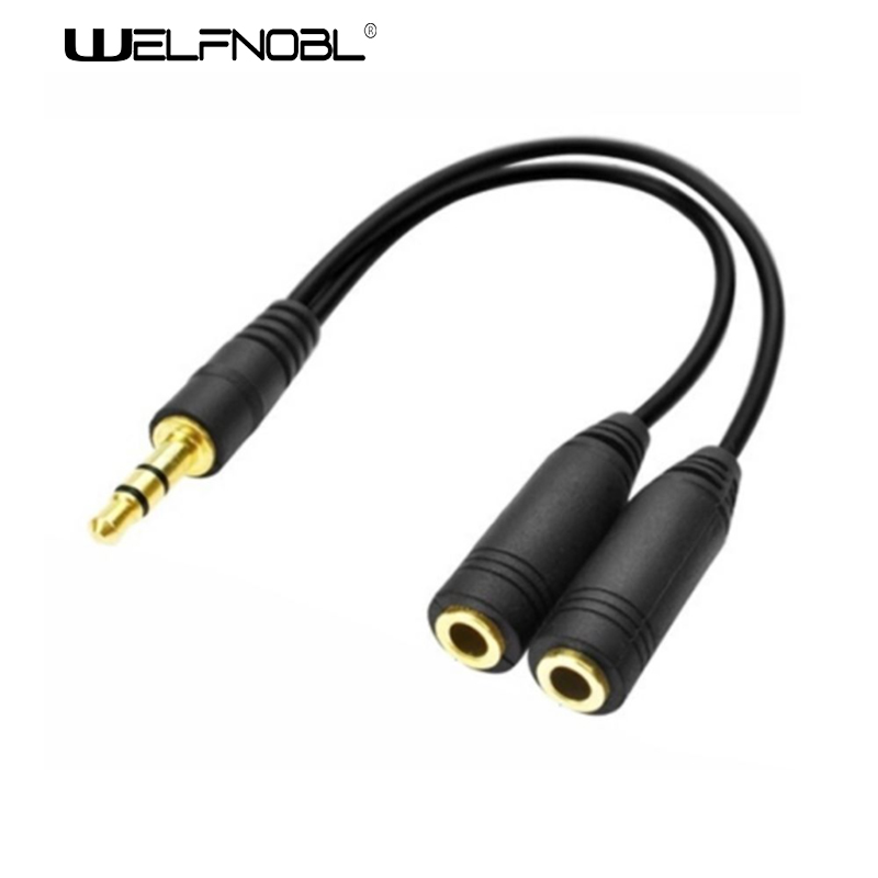Gold Plated 3.5mm Stereo Jack Splitter Cable Adapter Connectors