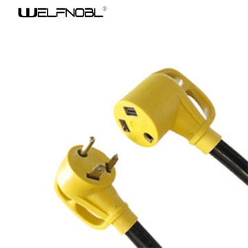 30A Power cord plug with triangular end and three prongs