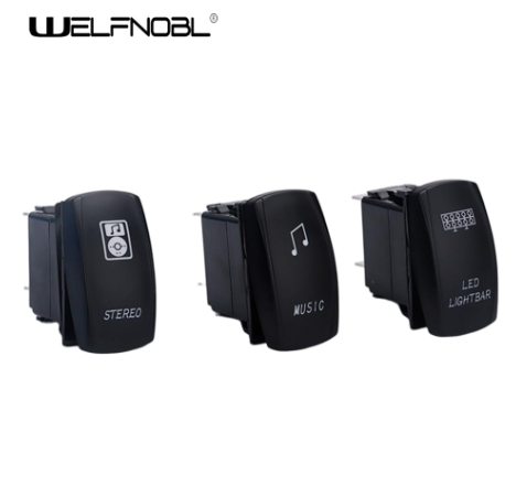 Interrupteur à bascule pour barre lumineuse LED avec symbole laser personnalisé Welfnobl LE21