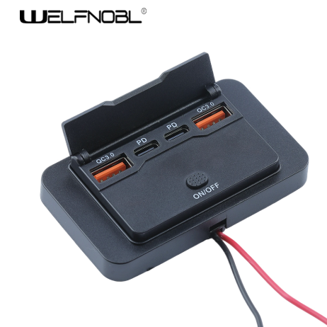 Welfnobl DS009A ON OFF Switch Dual QC3.0 PD Car Charger