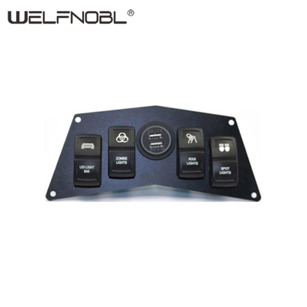 Multi-Functional 4-Switch Control Panel Integrated with Dual USB Charging Port Upgrades Vehicle Interior Power Management