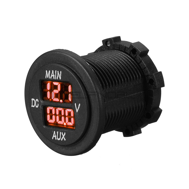 AUX Main Dual LED Car Volt Meter Voltage