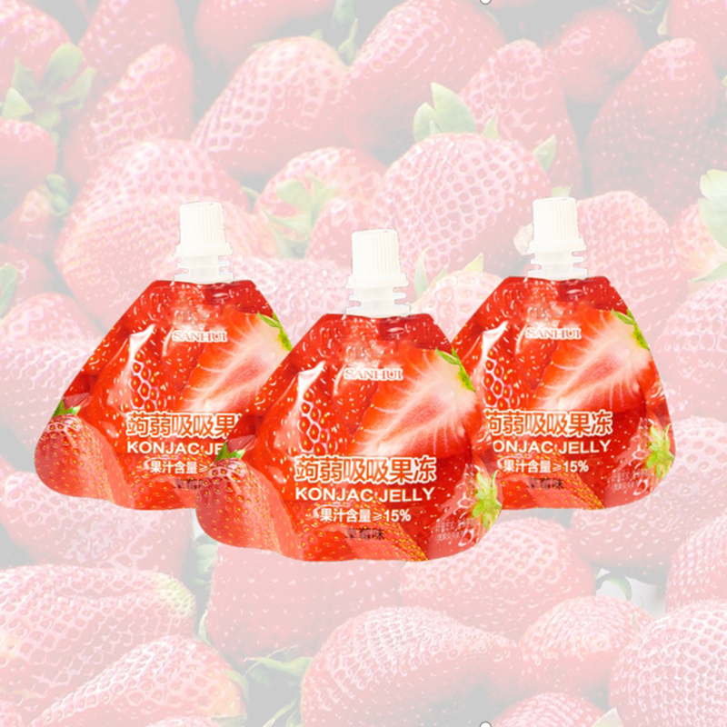 Strawberry Flavor Jelly in Sucking Pouch Kids Snack