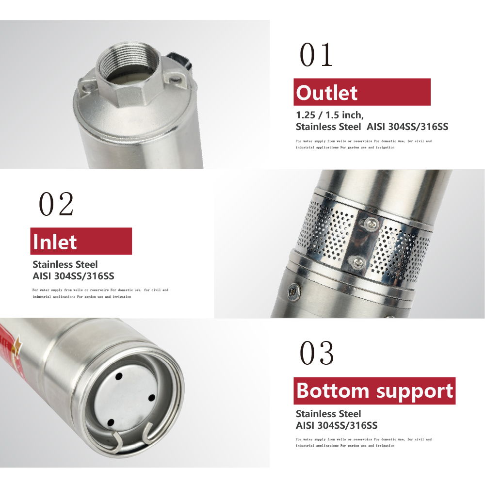 I3PC Built-in MPPT Controller 3 inch Solar-Powered High Standard Centrifugal Submersible Borehole Pump Plastic Impeller Pump