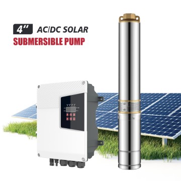 Bomba centrífuga submersível híbrida AC/DC de alta qualidade Z4PCB-ADHY para poços artesianos, com impulsor de plástico e controlador MPPT AC/DC.
