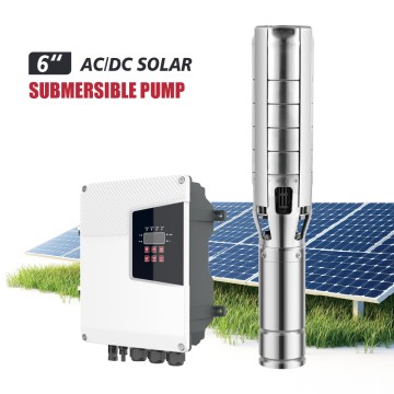 Bomba centrífuga submersível para poço artesiano Z4/6SC-ADHY de 6 polegadas, alimentada por energia solar, com impulsor de aço inoxidável e controlador MPPT.