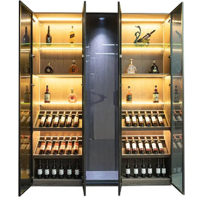 Transparent Aluminum Glass Display Case Wine Bottle Rack Store Cabinet (5)ggh