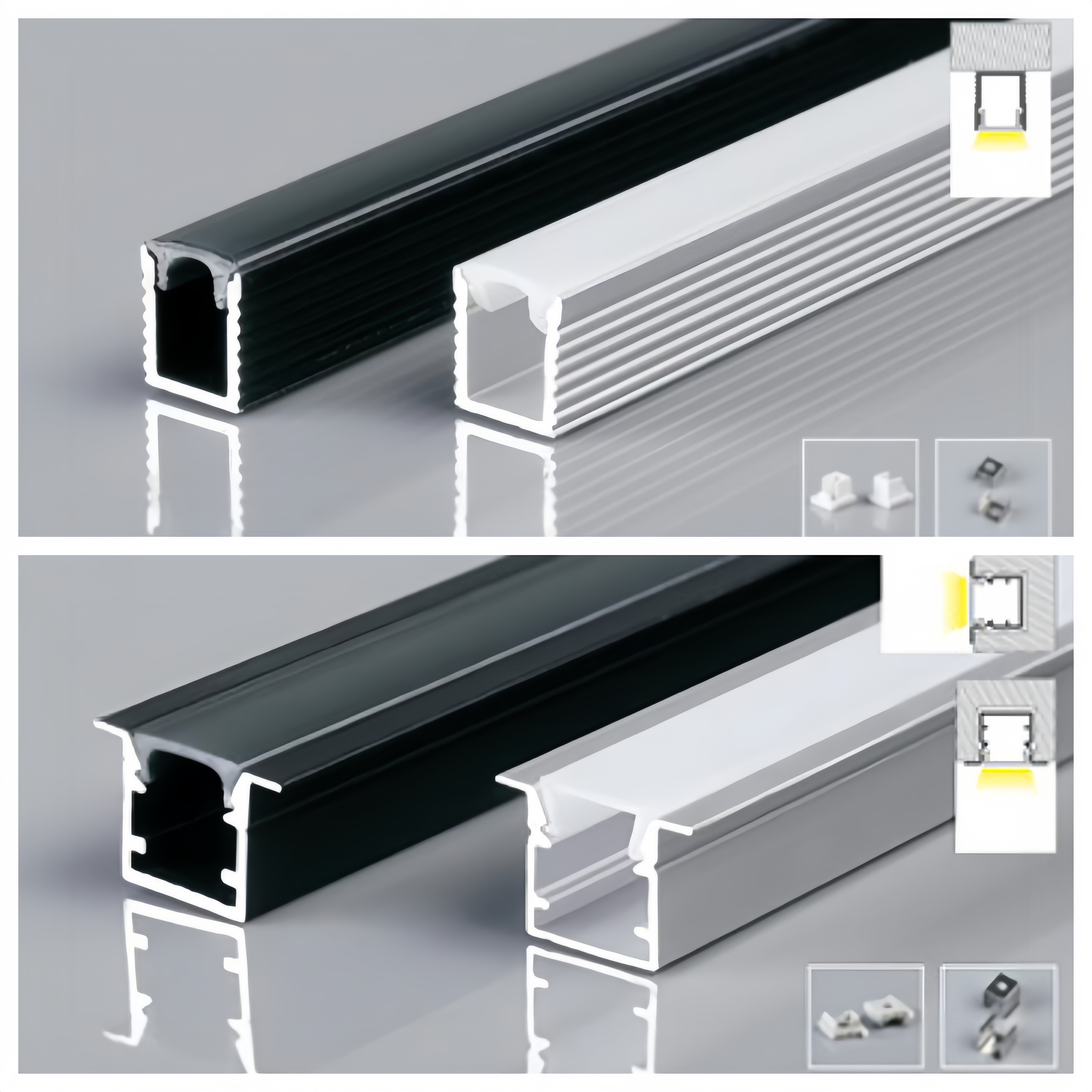 Aluminium Embedded Bar Lamps Frame Profile