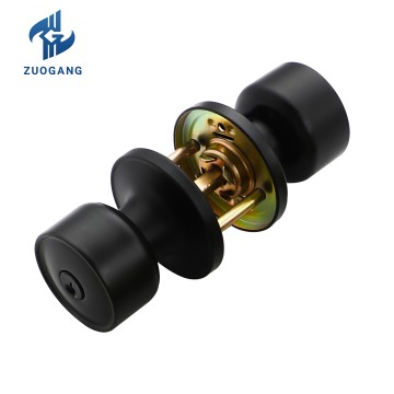 Modern simple black ball door handle with lock ...