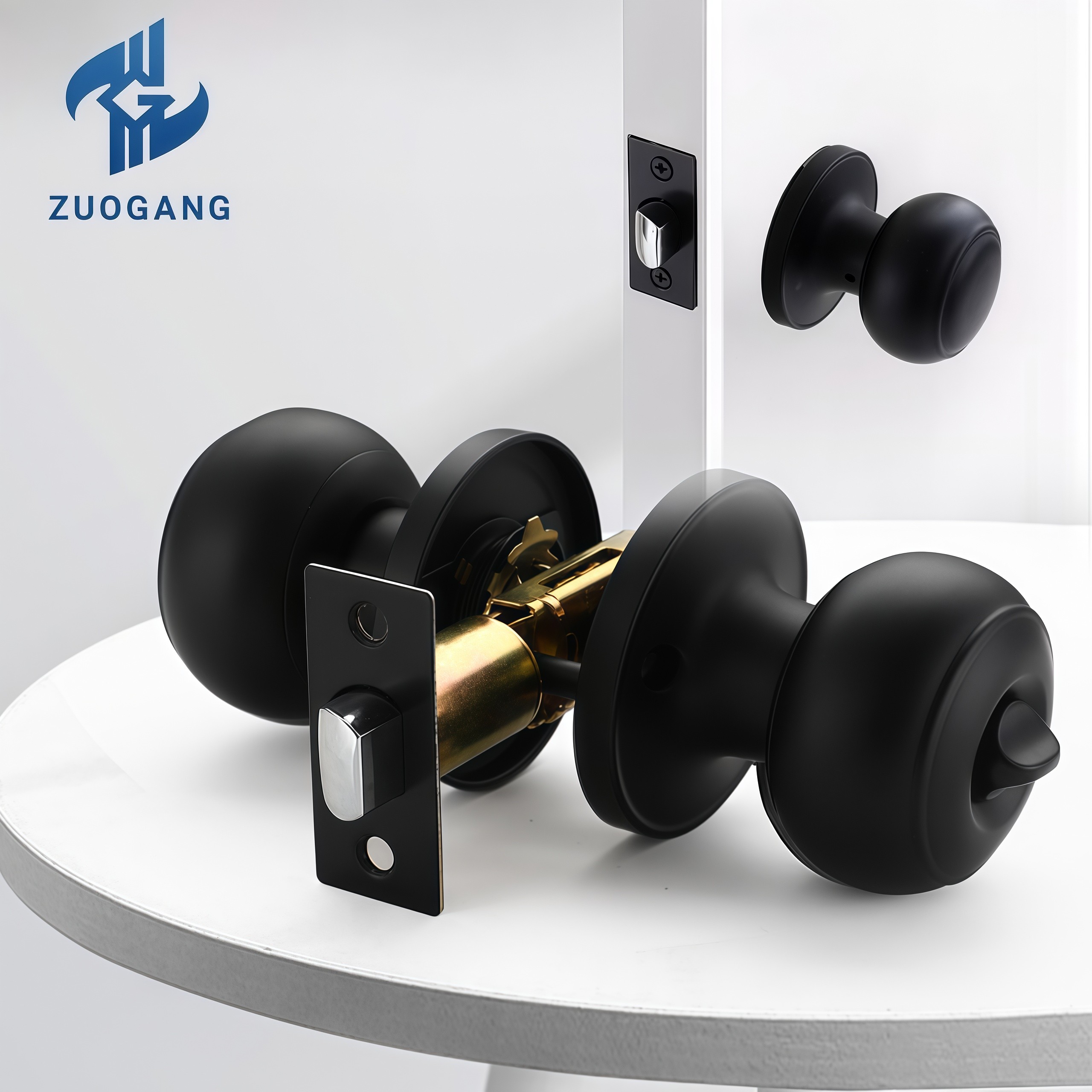 Cylindrical Round Knob Lockset with Deadbolt - Keyed Privacy