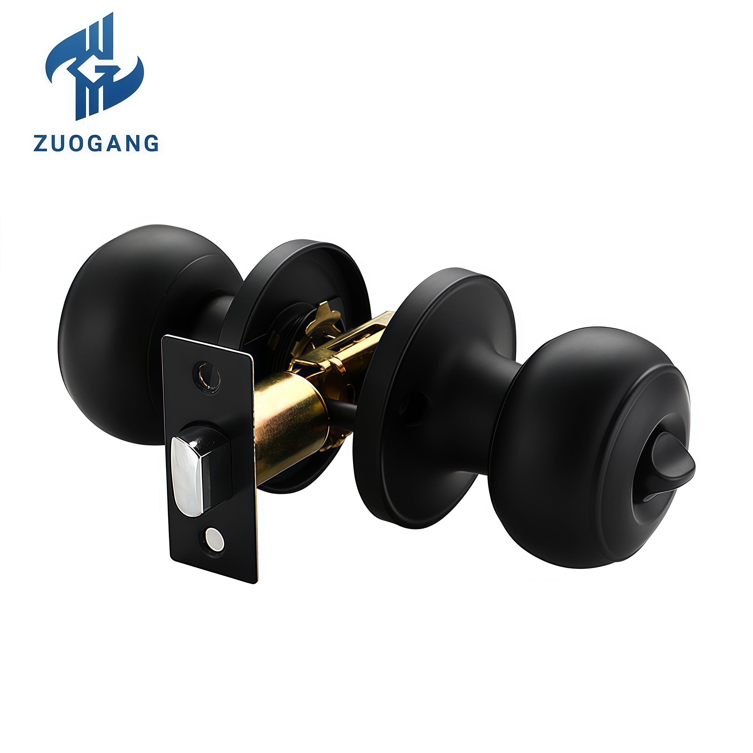 Cylindrical Round Knob Lockset with Deadbolt - Keyed Privacy