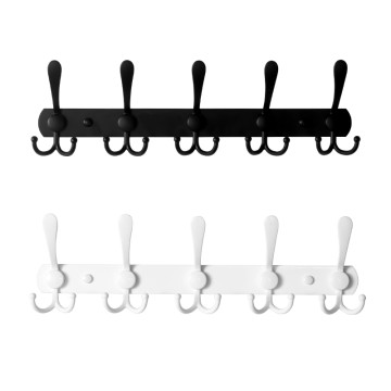 Heavy duty metal coat hooks rod for hanging clothes, coats, hats, towels, purses, robes, hangers in entry foyer or bathroom