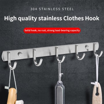 Zuogang stainless steel metal wall free punching bathroom kitchen coat towel hooks hanger rack