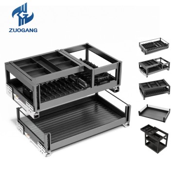 Pull-out basket cabinet kitchen drawer-type dis...