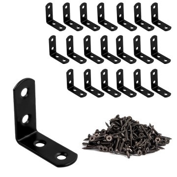 Corner Braces 20 Pieces 40x40mm Joint 90 Degree Angle Fastener for Wooden Furniture Bed Frame Cabinet Drawer Chair with Screws