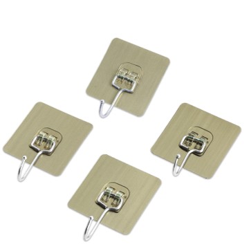22Ib(Max) Large Stainless Steel Adhesive Hook Waterproof Rustproof Wall Hooks Hanging Heavy Duty Clothes Made Durable Plastic