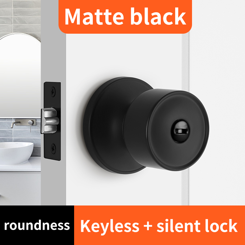 Modern simple black ball door handle with lock ...