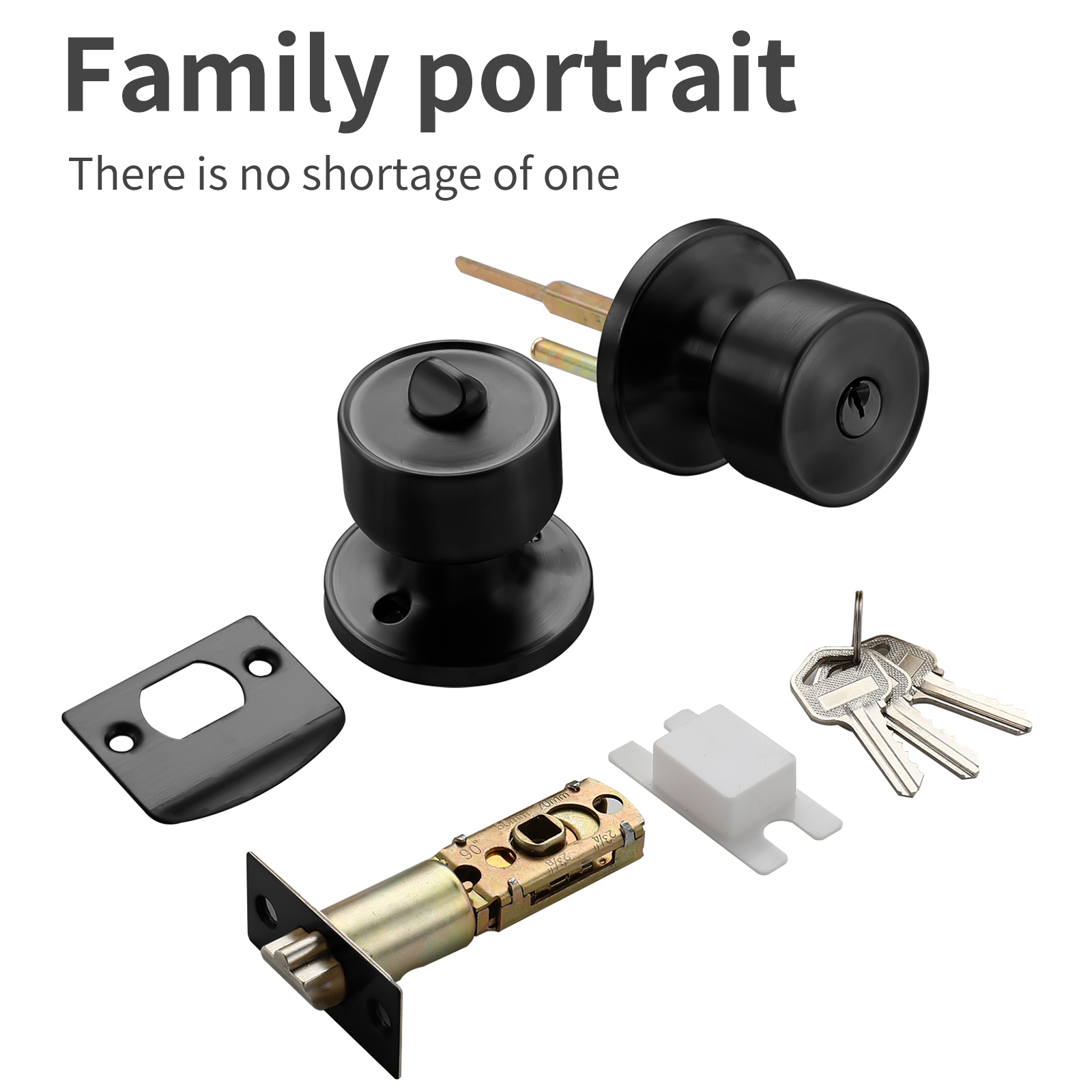 Modern simple black ball door handle with lock Door handle lock kit