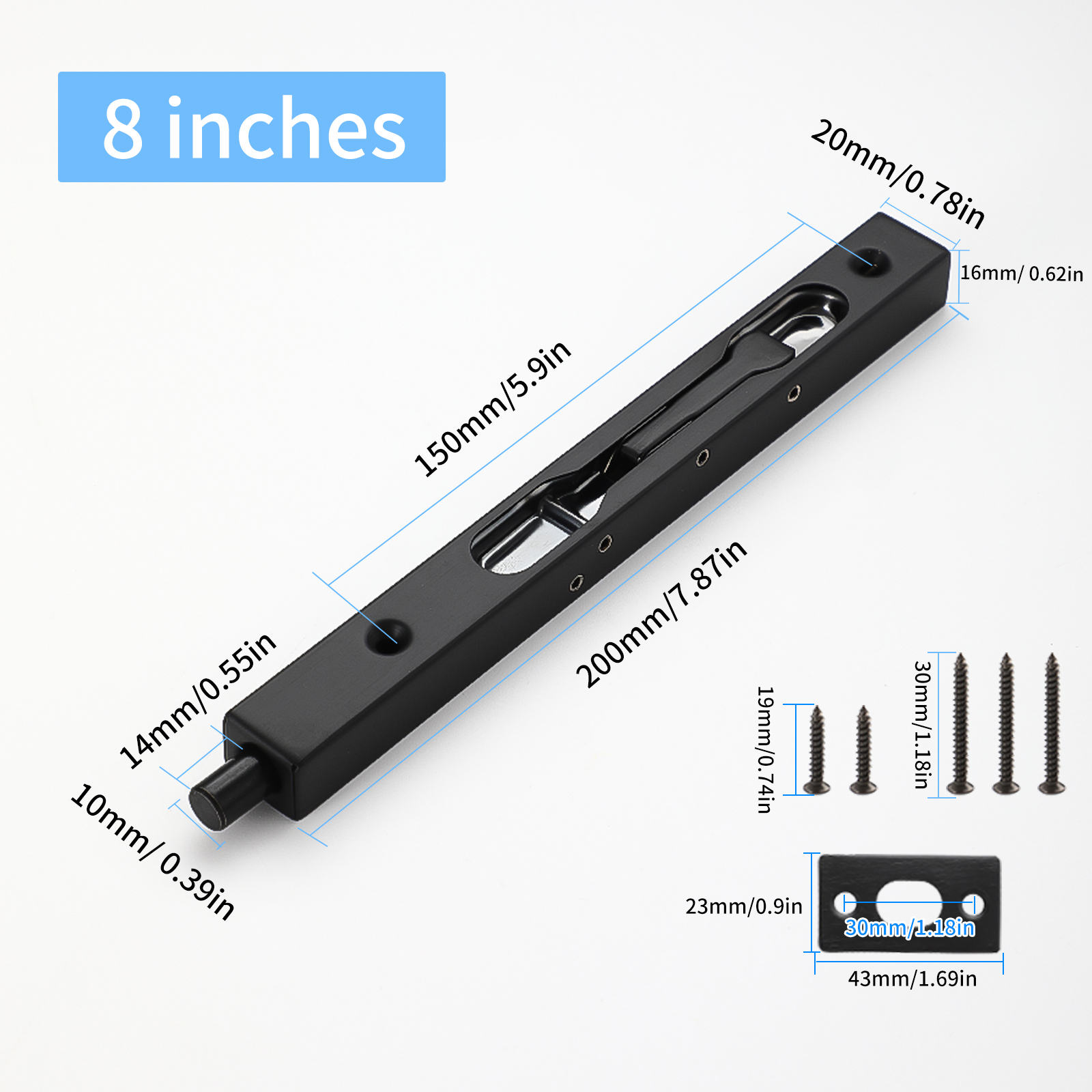 Modern Double Lever Security Door Latch - Black...