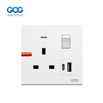Ultra-thin skin feel GOG PC wall switched socket R11491C 13A 1 gang...