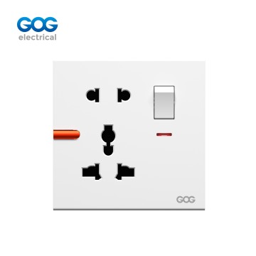 Ultra-thin skin feel GOG PC wall switched socket 1 gang 5 pin MF socket with neon R11477 White/gold/gray/black