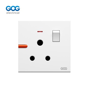 Ultra-thin skin feel GOG PC wall switched socket 15A with neon (3pin round socket) R11431 White/gold/gray/black