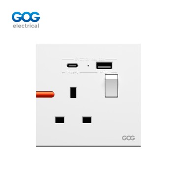 Ultra-thin skin feel GOG PC wall switched socket R11491C 13A 1 gang...