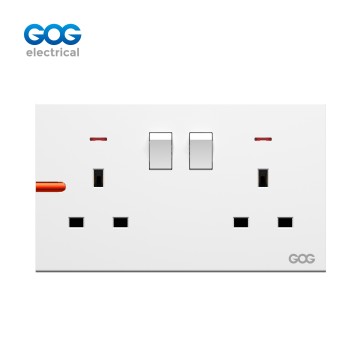 Ultra-thin skin feel GOG PC wall switched socket 13A 2 gang with ne...