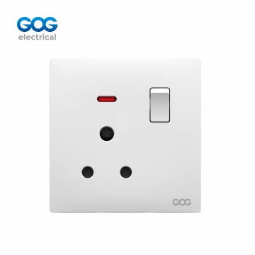 SLIM SWITCH SOCKET PC wall socket 15A switched socket with neon 15A 250V C81431 White/gold/gray/black