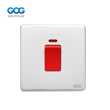 SLIM SWITCH SOCKET PC GLASS wall switch C93327 45A DP switch 45A 250V White/gold/gray/black