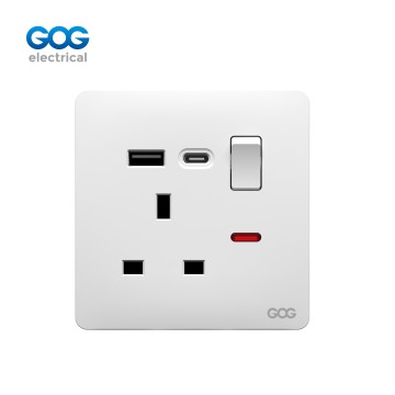 SLIM SWITCH SOCKET  PC wall socket C82405M/C82407M MF 3 pin switche...