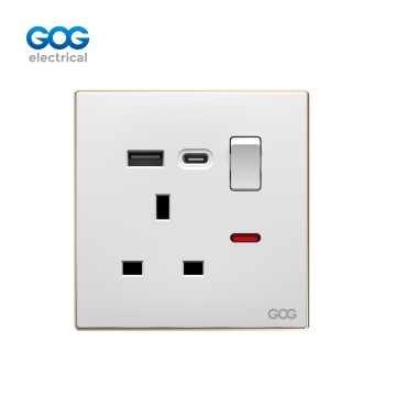 SLIM SWITCH SOCKET C91405M/C91407M PC wall socket MF 3 pin switched...