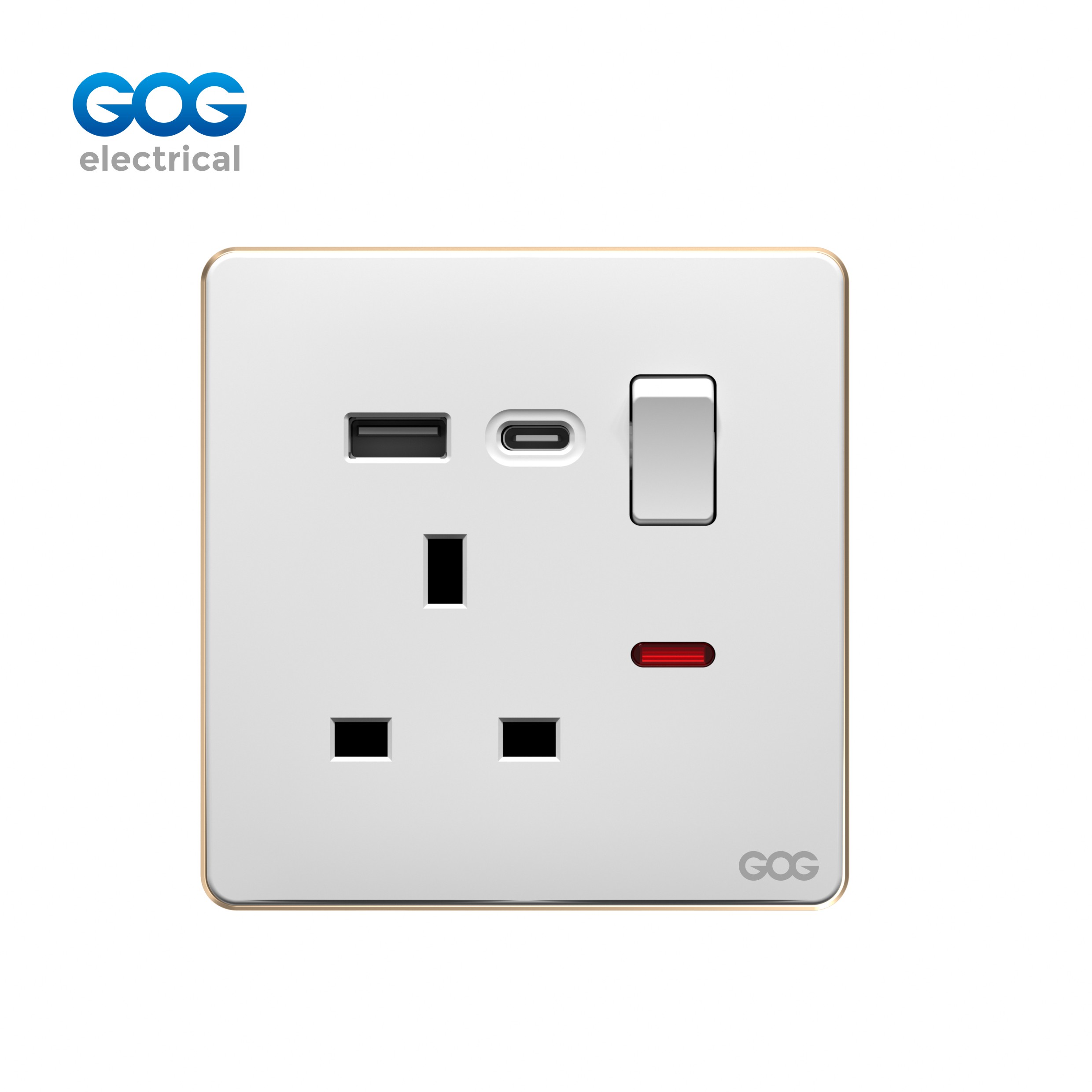 SLIM SWITCH SOCKET C92405M/C92407M PC wall socket MF 3 pin switched socket with neon